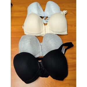 4 Pack Wireless Bras Women Front Close Padded Seamless Comfort Lounge Support XL